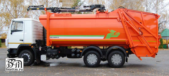 Мусоровоз с задней загрузкой МКЗ-33009-01 (новое название МК-3447-10) с КМУ Мусоровоз с задней загрузкой МКЗ-33009-01 (новое название МК-3447-10) с КМУ